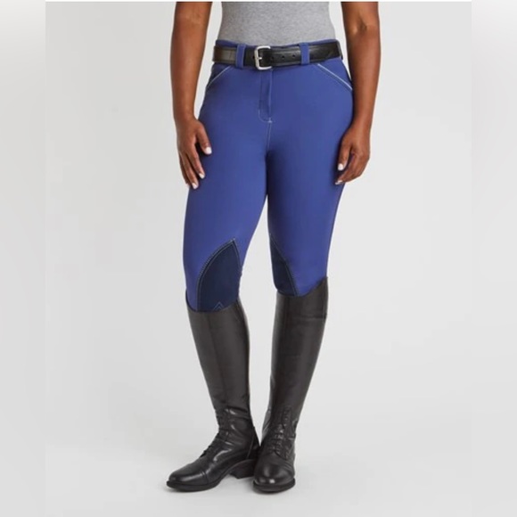 NWOT Piper Evolution High-Rise Breeches Knee Patch, Lapis Blue, Size 12, Girls - Picture 1 of 12